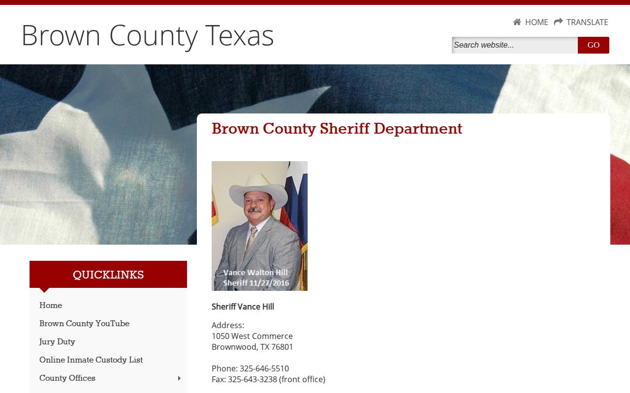 Brown County booking-record source on the Sheriff's Office page
